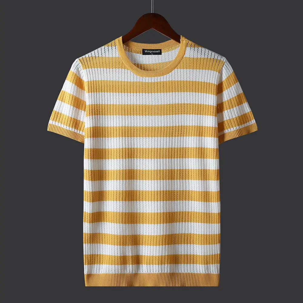 Silk Stripe Horizon Knit Tee