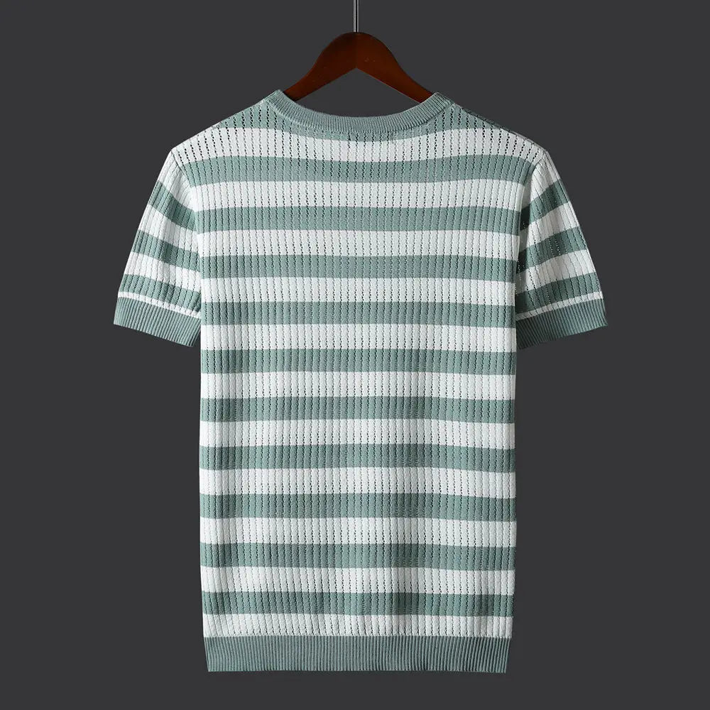 Silk Stripe Horizon Knit Tee