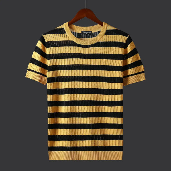 Silk Stripe Horizon Knit Tee