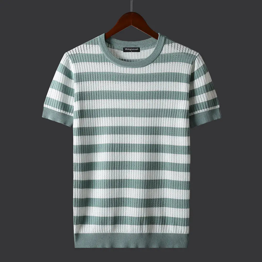 Silk Stripe Horizon Knit Tee