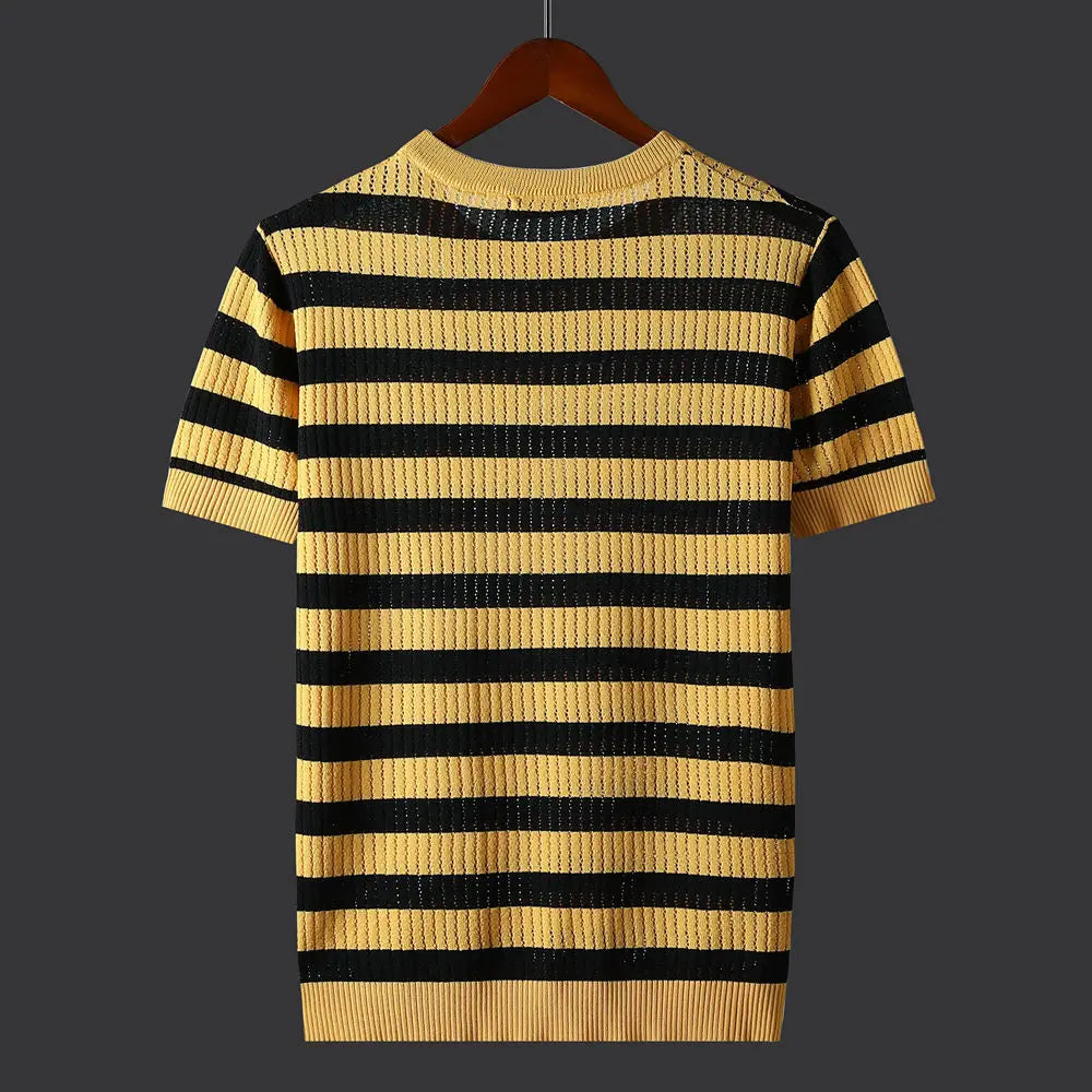 Silk Stripe Horizon Knit Tee