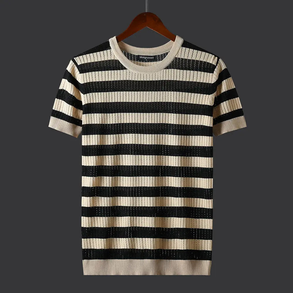 Silk Stripe Horizon Knit Tee