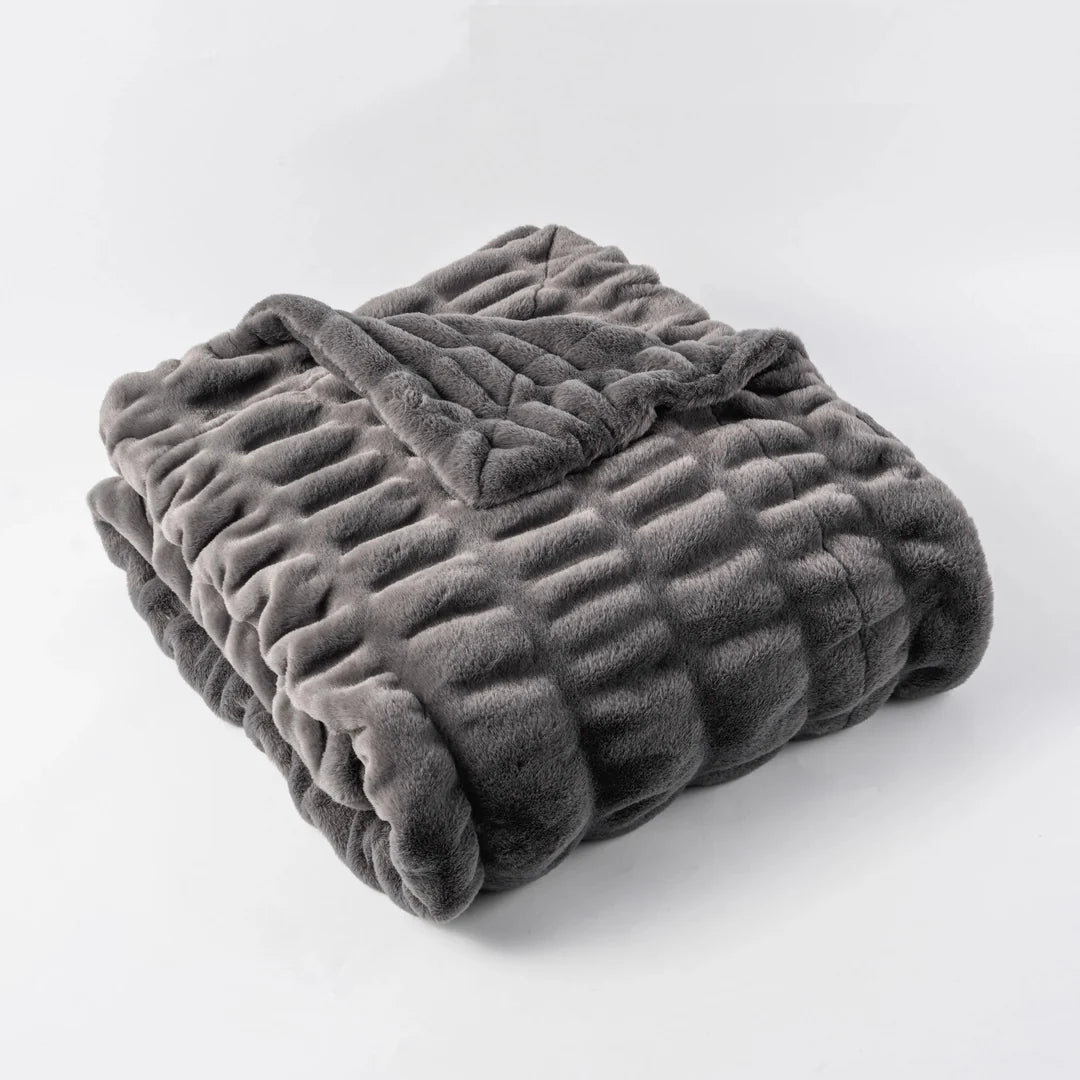 Harewood  Faux Rabbit Fur Blanket Throw