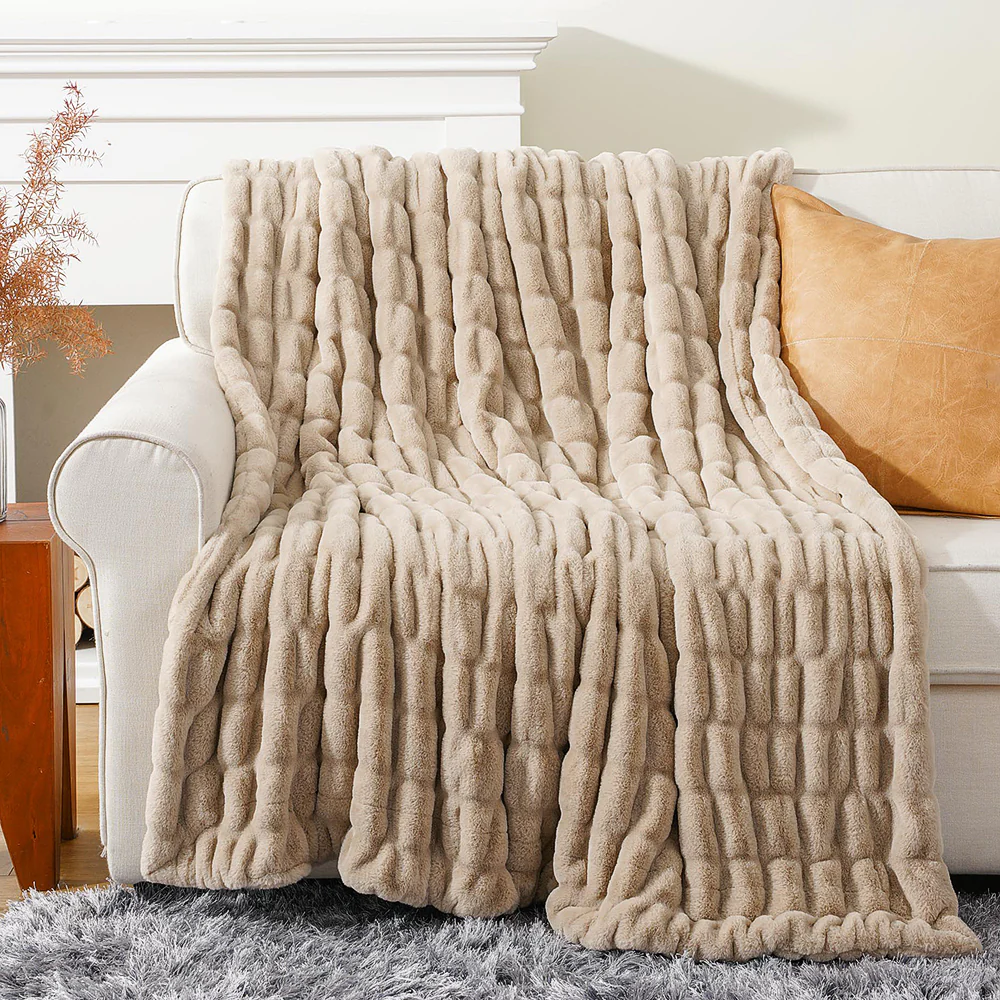 Harewood  Faux Rabbit Fur Blanket Throw