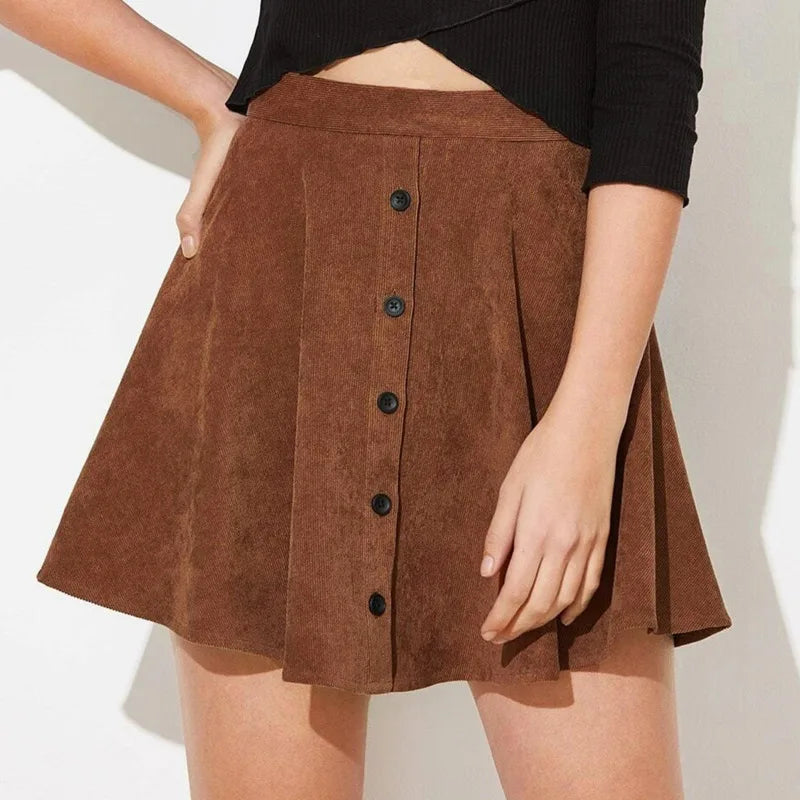 Sophia Button-Up Corduroy Skirt