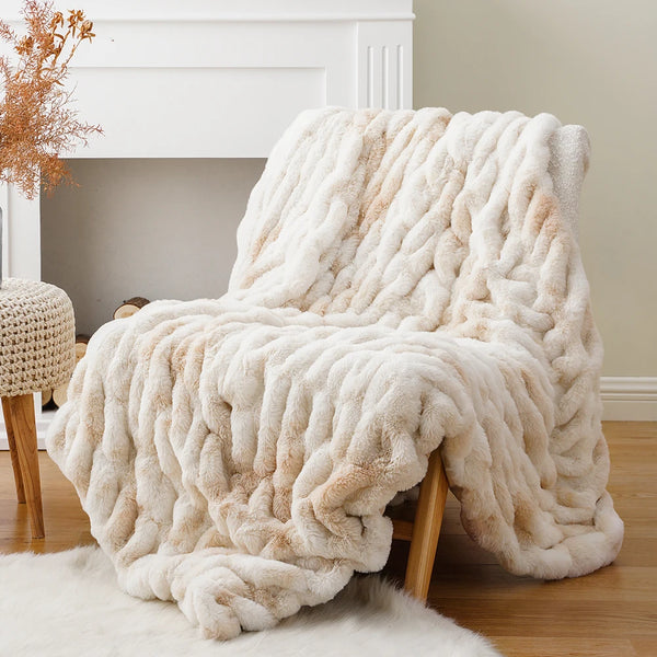 Harewood  Faux Rabbit Fur Blanket Throw