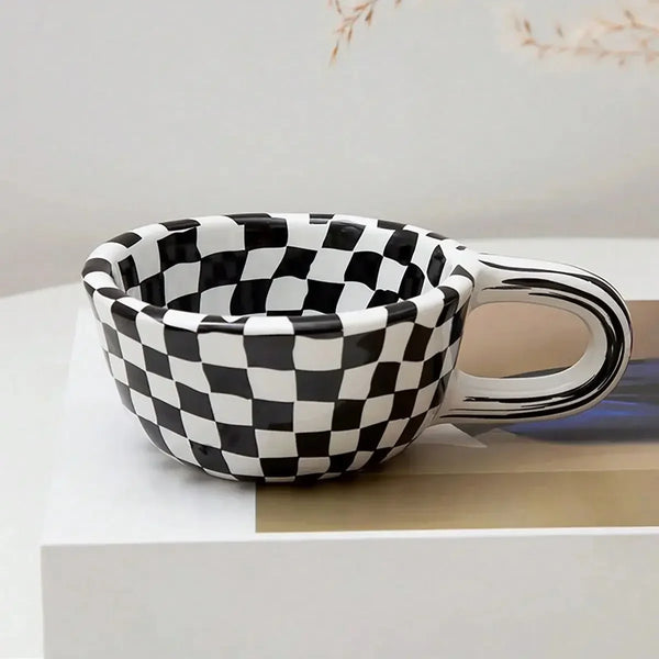 The Checkered Charm Ceramic Mug