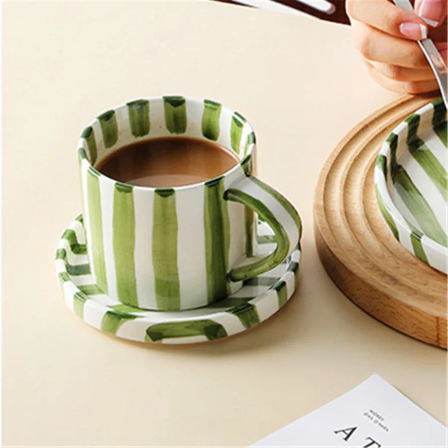 EarthenStripeMug&SaucerSet