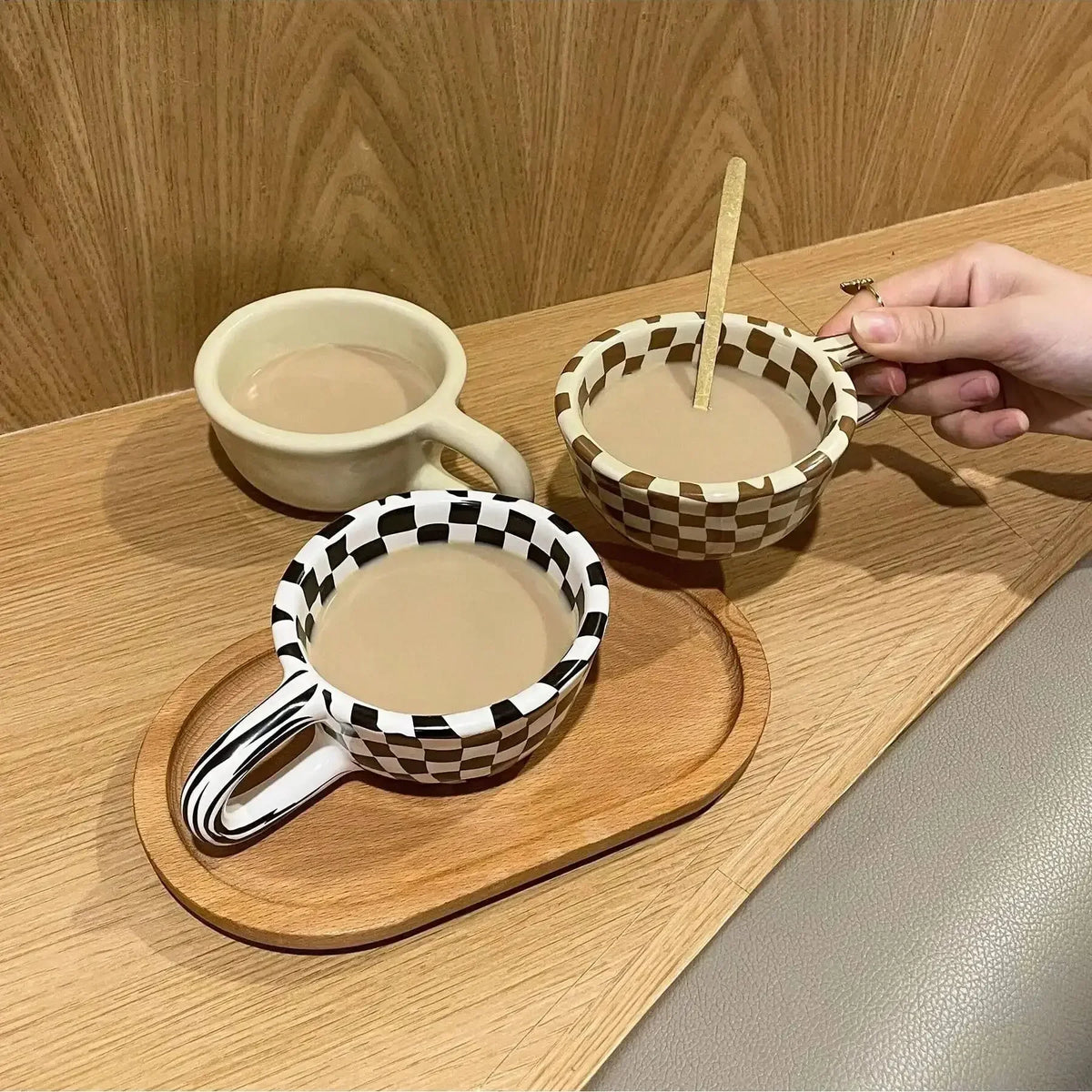 The Checkered Charm Ceramic Mug