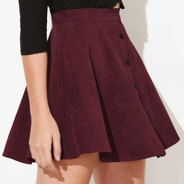 Sophia Button-Up Corduroy Skirt