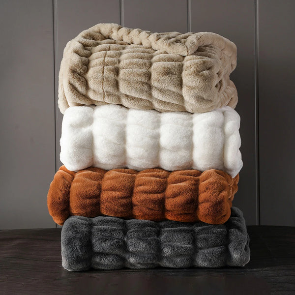 Harewood  Faux Rabbit Fur Blanket Throw