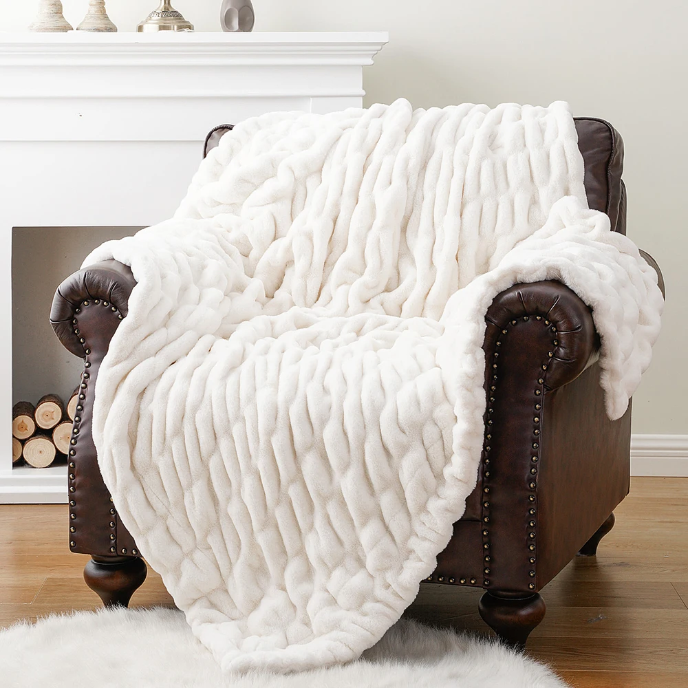 Harewood  Faux Rabbit Fur Blanket Throw